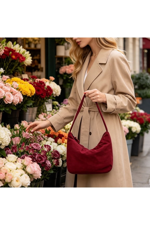 Organizing and Storing Clearance Sale - Women's Solid Color Handheld Bag Large Capacity Soft Nylon Bag Armpit Bag Style Shoulder