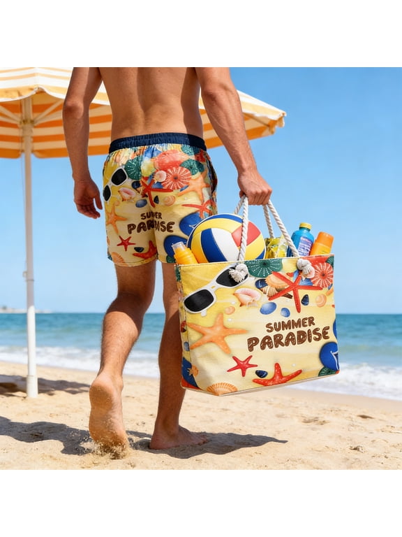 Organizing and Storing in Clearance - Versatile Tote Bag Beach Bag Rope-Handled Fashionable Large Capacity Beach Bag Travel Shopping Tote
