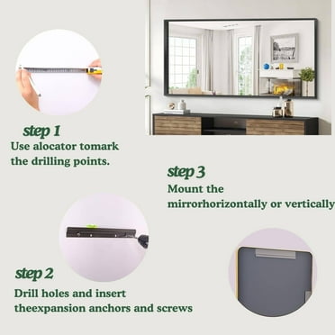 Organnice  Aluminum Rectangle Framed Tempered Glass Wall-mounted Mirror 48"*32" - Gold