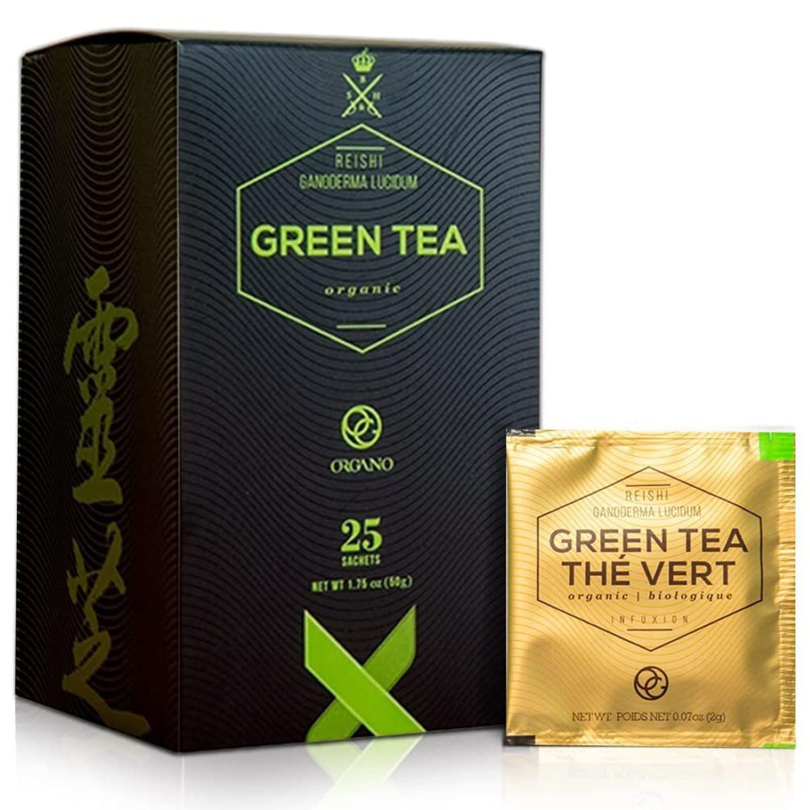 Organo Green Tea | 25 Sachets | with Organic Ganoderma Lucidum | Premium Blend | Balanced Flavour | Gluten-Free, Sugar-Free, Vegan | EcoCert Organic, Halal & Kosher Certified