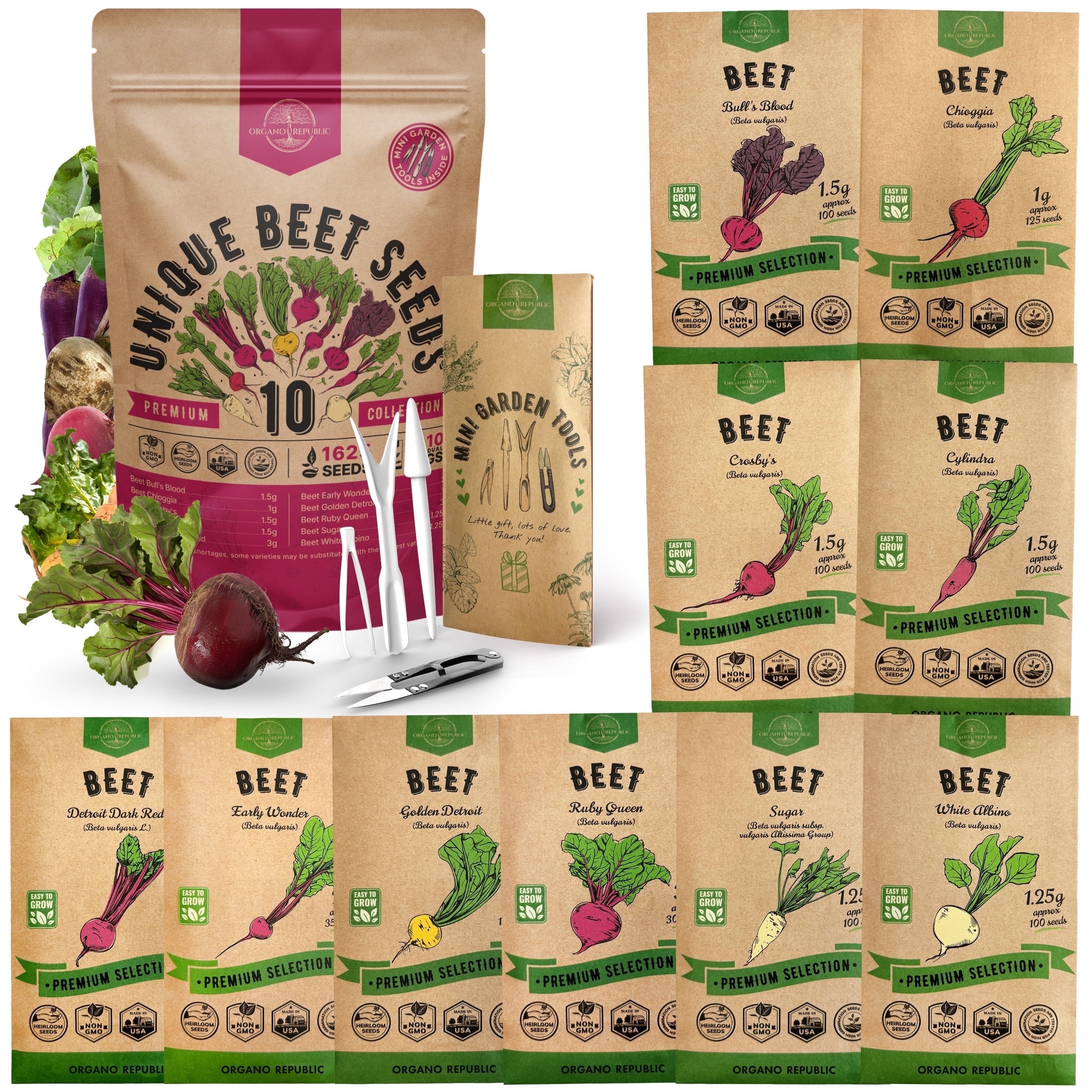 Organo Republic 10 Rare Beet Seeds Variety Pack for Planting 1600 ...