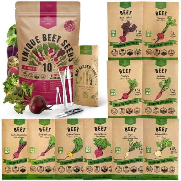 Organo Republic 10 Rare Beet Seeds Variety Pack for Planting 1600+ Heirloom Non-GMO Beets Seeds