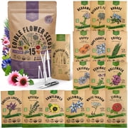 Organo Republic - 15 Edible Flower Seeds Varieties - 4,800+ Non GMO Heirloom Garden Seeds