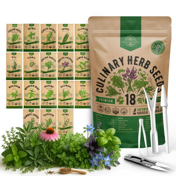 Organo Republic 18 Culinary Herbs Seeds Variety Pack - 10,180+ Heirloom, Non-GMO, Herbs Seeds for Outdoor and Indoor Home Gardening, Including Rosemary, Thyme, Oregano, Mint, Basil, Parsley