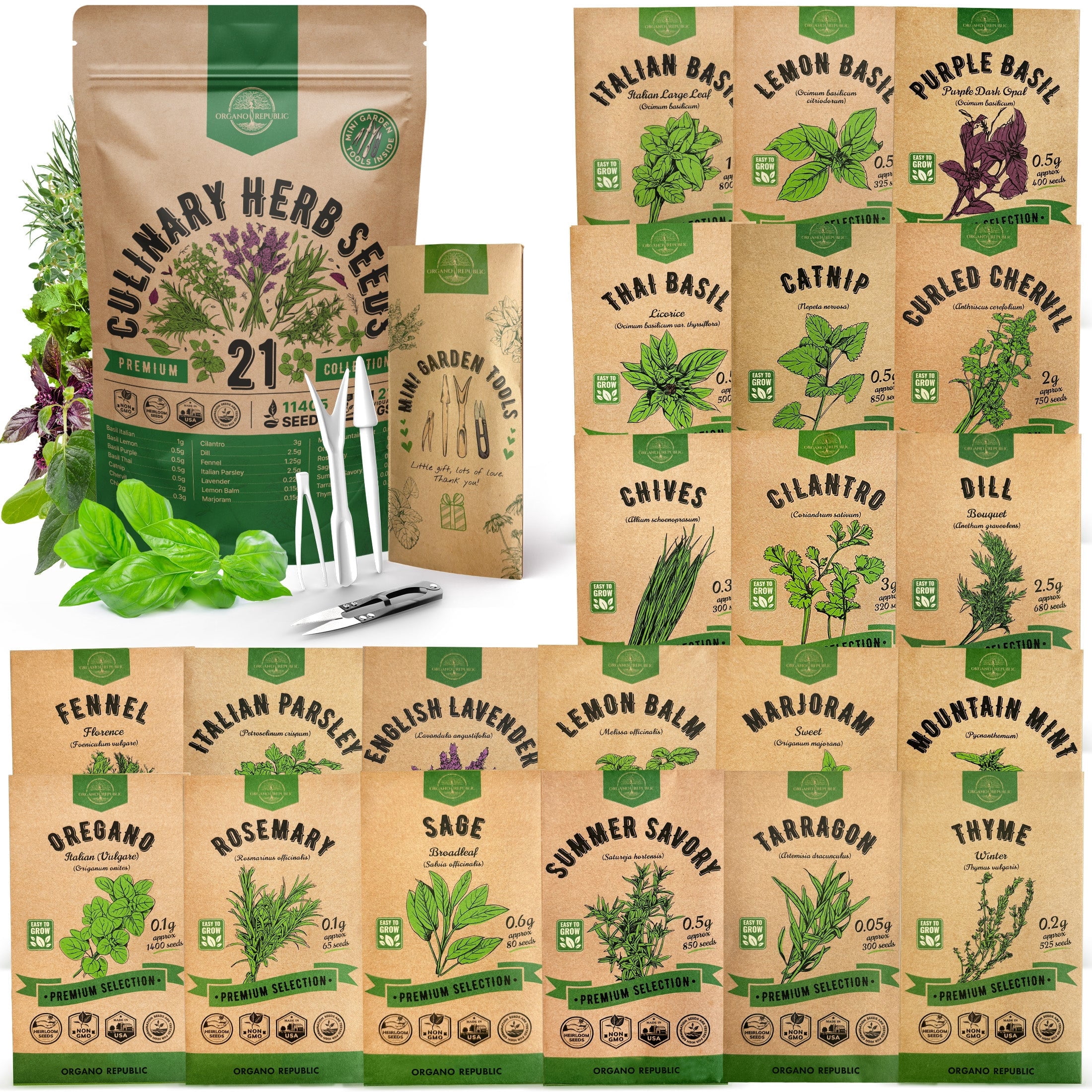 Verno Heirloom Seed Survival Garden Cache – 47,000 Non-GMO Seeds, 101 Varieties + $30 Herb Pack