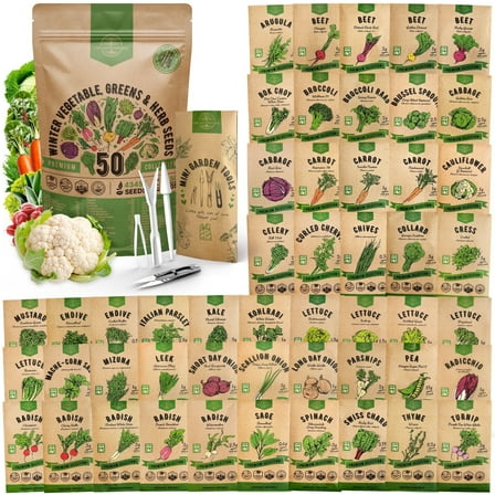 Organo Republic - 50 Winter Vegetable Garden Seeds Varieties - 43,450  Non GMO Heirloom Garden Seeds For Planting