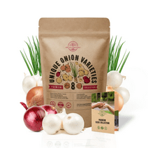Organo Republic 8 Onion Seeds Variety Pack Heirloom, Non-GMO, Sets for Indoors, Outdoors Gardening. 1600+ Seeds: Walla Walla, Green Onion, Red Burgundy, White & Yellow Sweet Spanish Onions