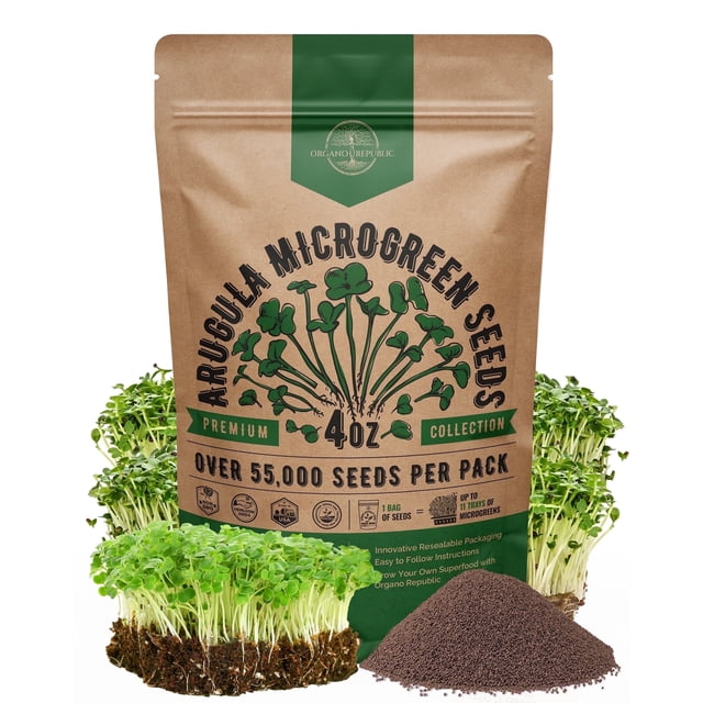 S Rout Organo Republic Arugula Sprouting & Microgreens Seeds 4oz - 55,000 Non ...