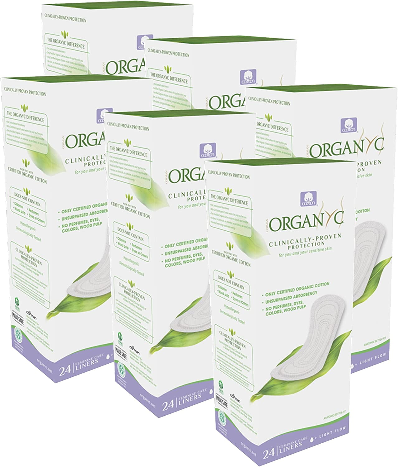 Organyc Organic Cotton Panty Liners Hypoallergenic, Ultra Absorbent