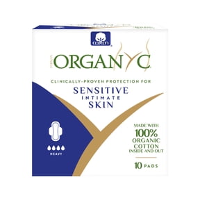 Corman Organyc Cotton Feminine Pads, Hypoallergenic, Chlorine Free, Biodegradable, Heavy Flow, 10 Count
