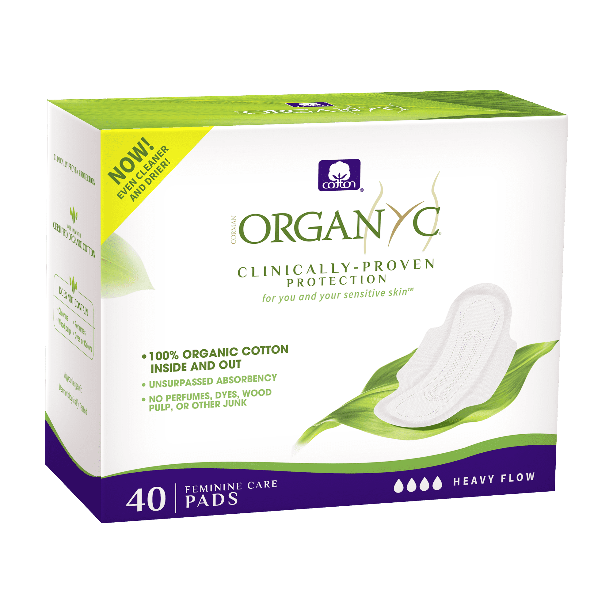 Organyc 100 Certified Organic Cotton Feminine Pads, Sanitary Napkin