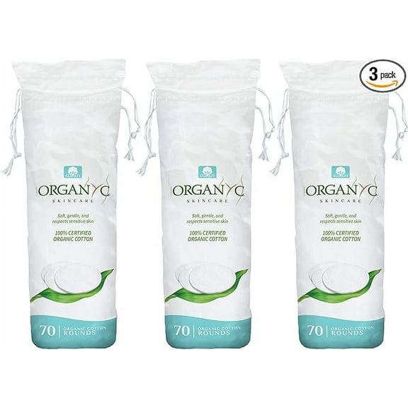 Organyc - 100% Certified Organic Cotton Rounds - Biodegradable Cotton, Chemical Free, For Sensitive Skin (210 Count) - Daily Cosmetics. Beauty and Personal Care