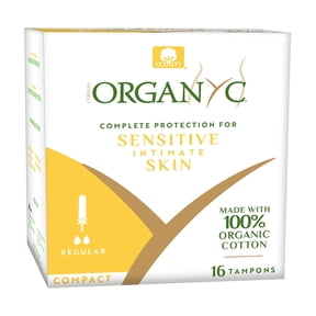 Organyc 100% Certified Organic Cotton Tampons, Normal Flow, with Compact Plant-Based Applicator, 16 Count