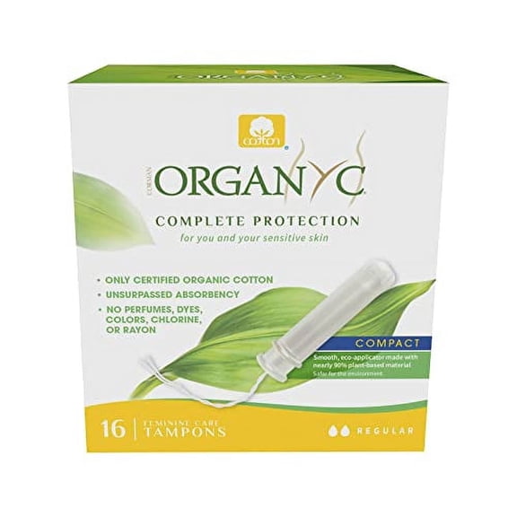 Organyc 100% Certified Organic .. Cotton Tampons, Plant Based .. Eco Applicator, Regular Flow, .. 16 Count