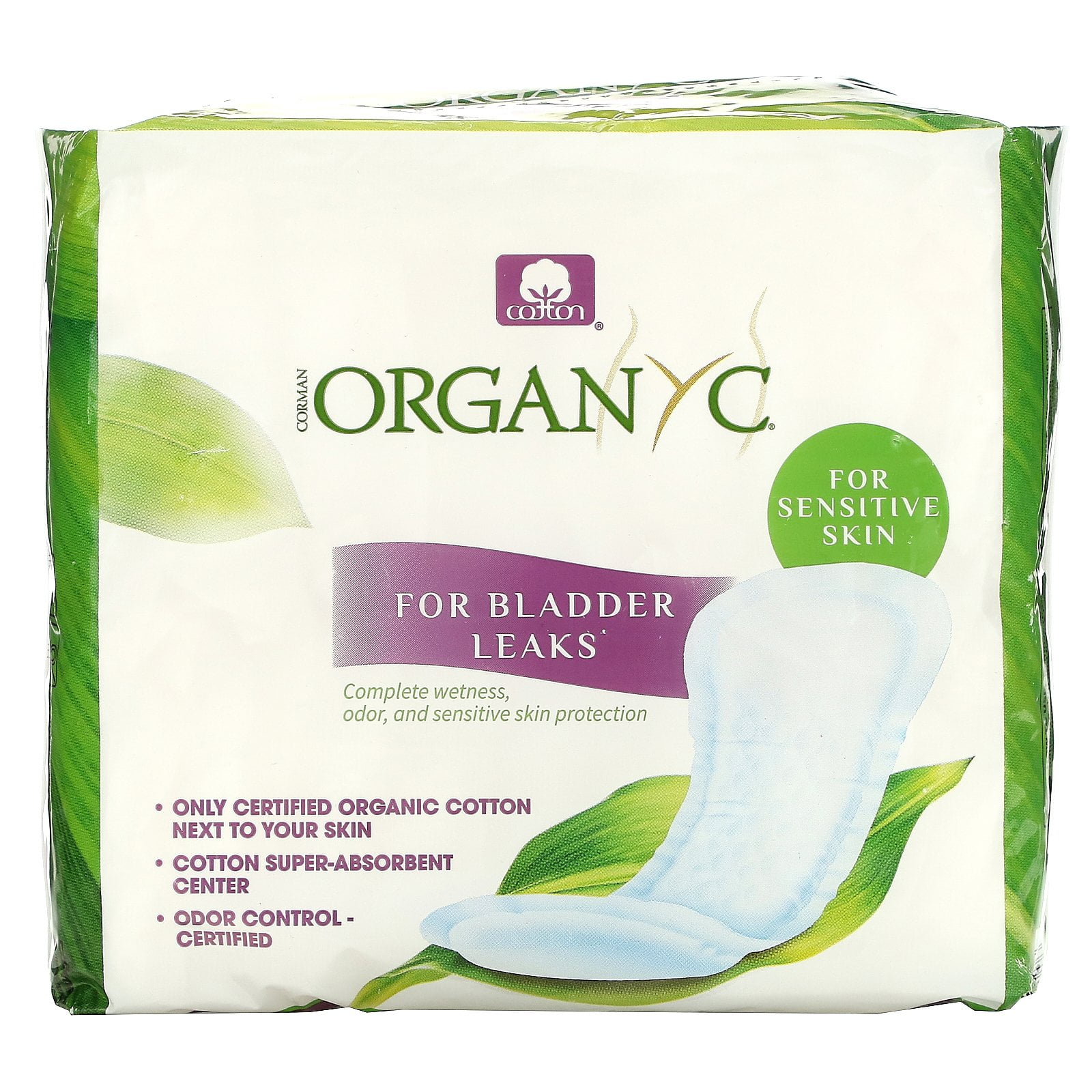 Organyc 100 Organic Cotton Incontinence Pads for Bladder Leaks
