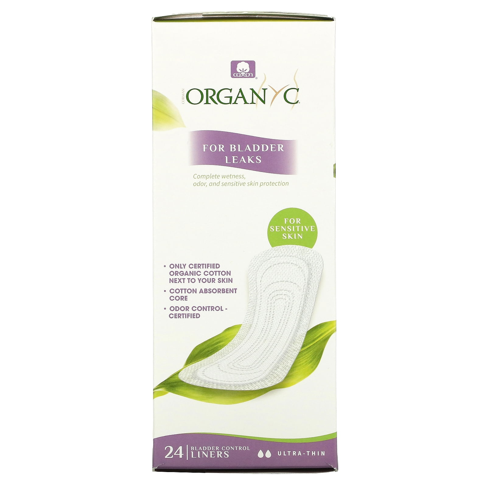 Organyc 100 Organic Cotton Light Incontinence Liners for Bladder