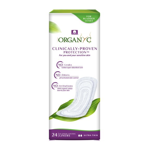 Corman Organyc Cotton Light Incontinence Pantiliners, Certified Organic, 24 Count
