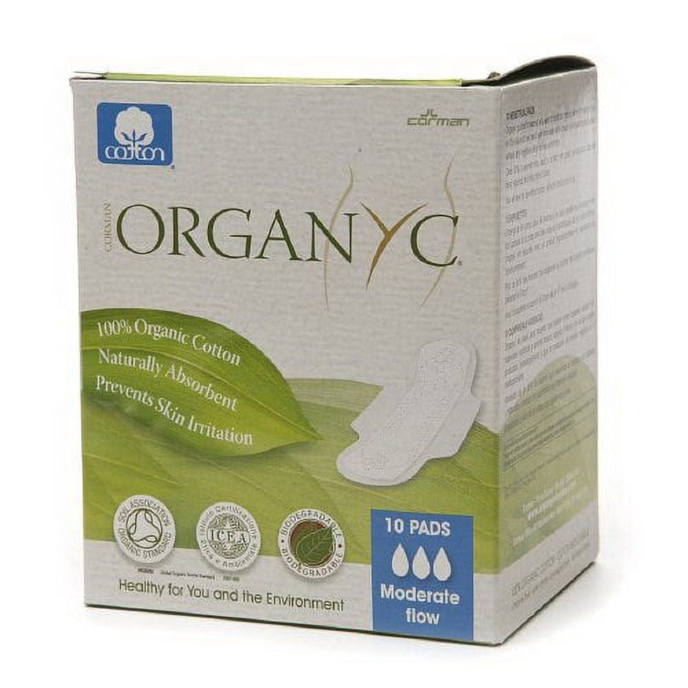 Organyc 100 Organic Cotton Pads Floded Moderate Flow 10 Ea