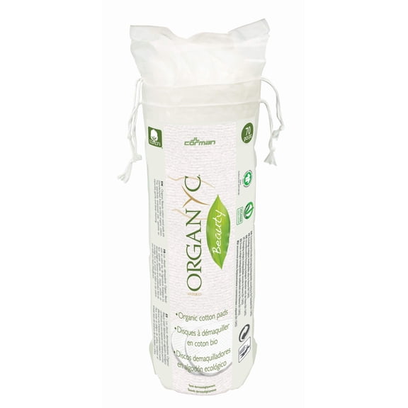 Organyc 100% Organic Cotton Rounds - Biodegradable Cotton, Chemical Free, For Sensitive Skin (70 Count) - Daily Cosmetics. Beauty and Personal Care