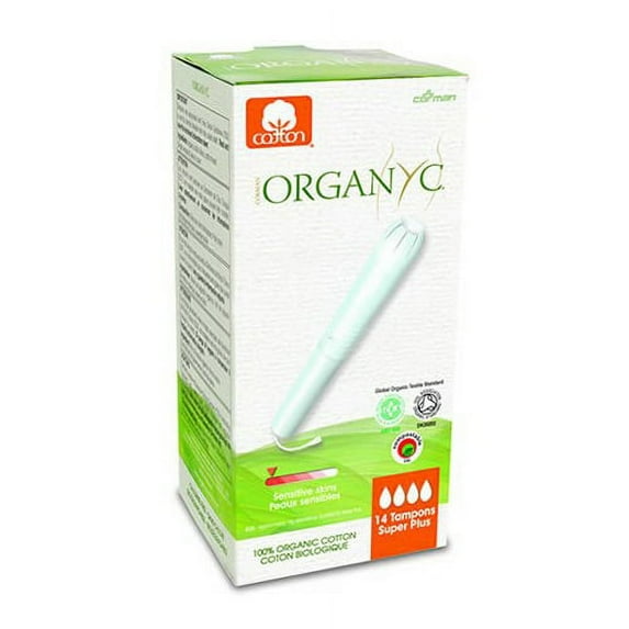 Organyc Hypoallergenic 100% Organic Cotton Tampons with Applicator, Super, 14 ea, 6 Pack