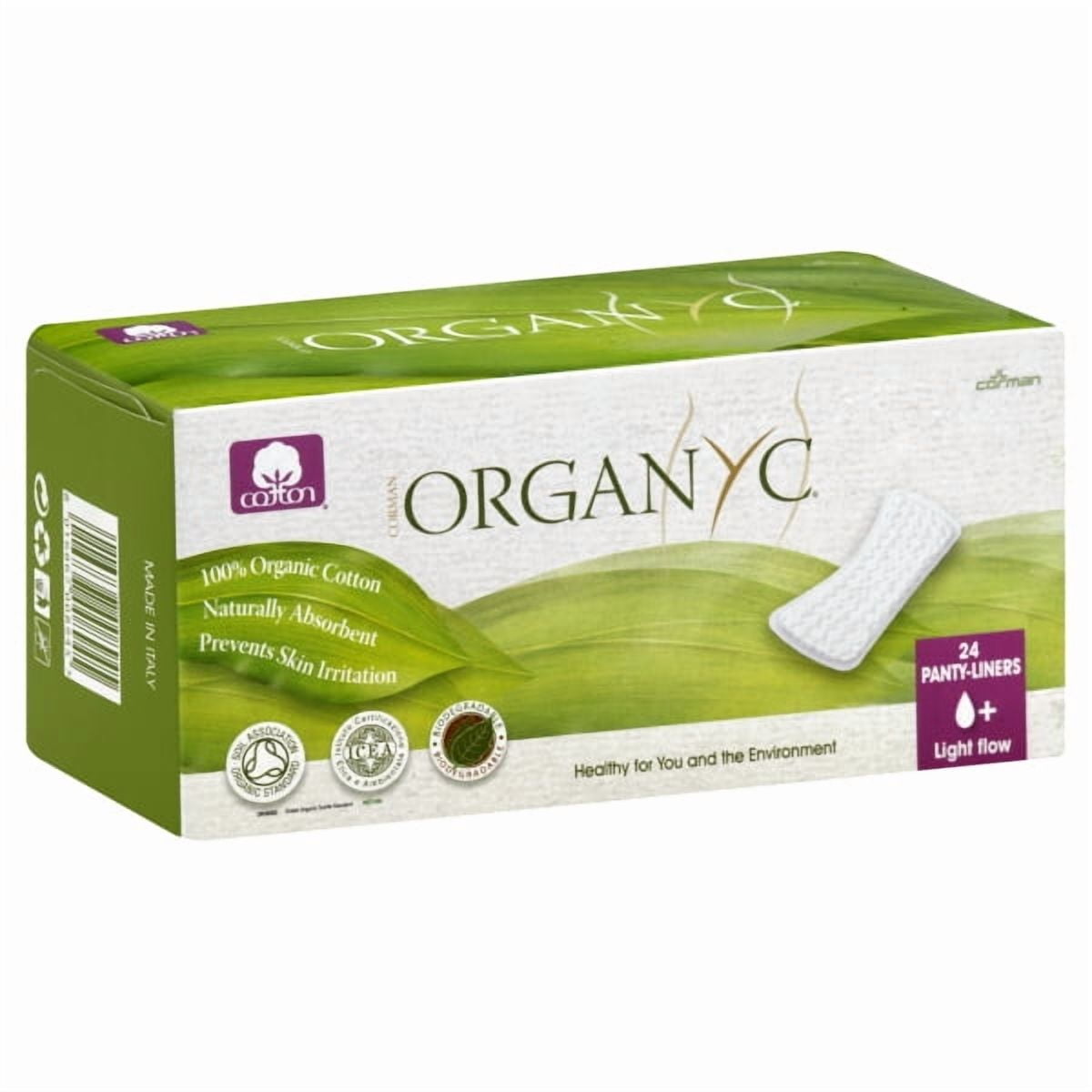 Organyc Panty Liners Flat 24 Pieces (Pack Of 12)