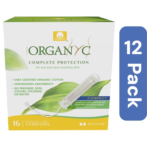 Organyc Regular Tampons Eco Applicator 16 Pieces (Pack Of 12)