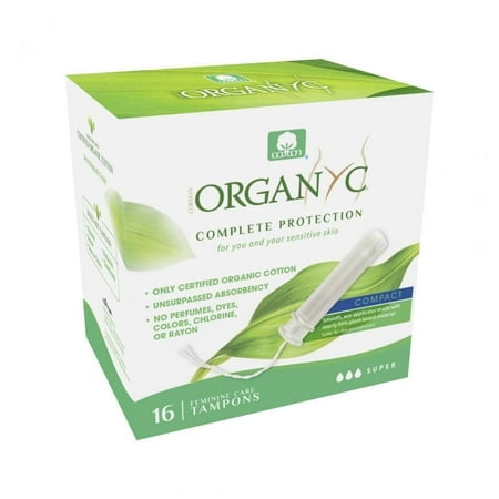 Organyc Tampons Organic Biodegradable Applicator 16 Count (Pack of 3)