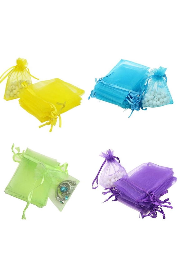 Organza Bags 100pcs 3 x 4 Inch Gift Bags Organza Drawstring Pouch Jewelry Party Wedding Favor Party Festival Gift Bags Candy Bags