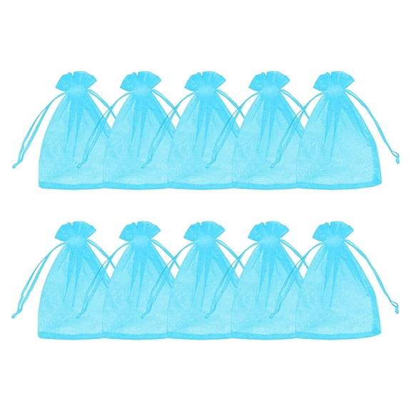 Organza Bags, 10Pcs Small Drawstring Mesh Gift Bags Bulk for Sachet Jewelry Candy Treat, Portable Mini Mesh Bag Drawstring Pouch for Wedding Birthday Party Favor Graduation Gifts(Blue1,3.5x2.7")