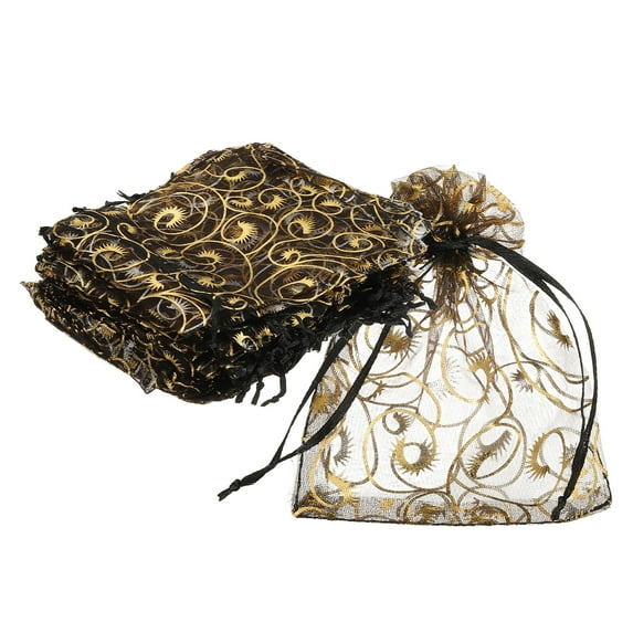 Organza Bags, 50Pcs 3.9x4.7 Inch Candy Bags with Drawstring Jewelry Gift Bags for Party Favor, Black
