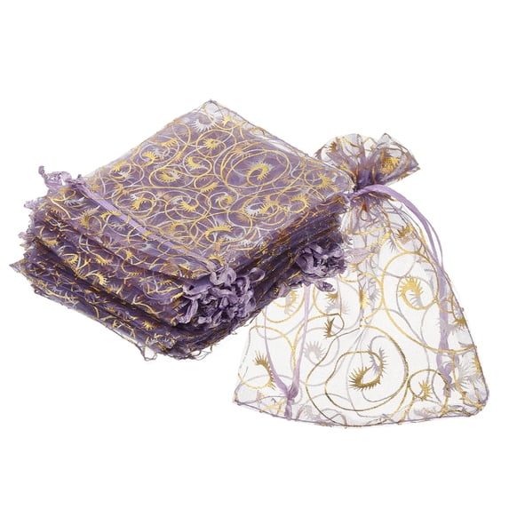 Organza Bags, 50Pcs 3.9x4.7 Inch Candy Bags with Drawstring Jewelry Gift Bags for Party Favor, Light Purple