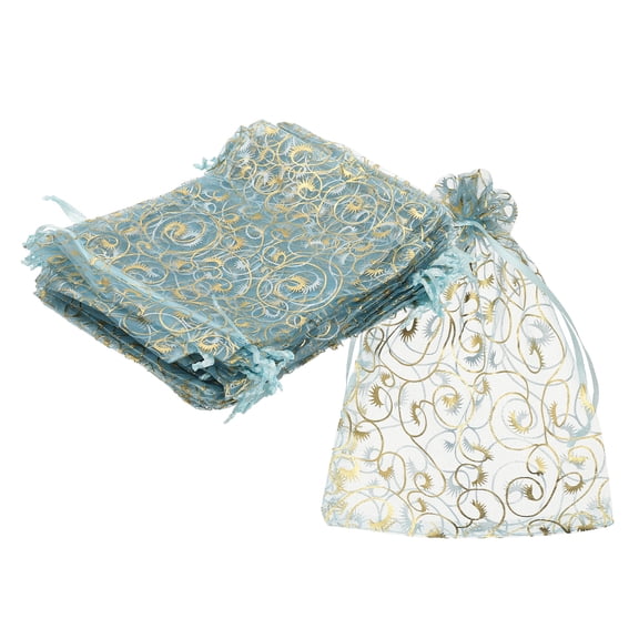 Organza Bags, 50Pcs 3.9x5.9 Inch Candy Bags with Drawstring Jewelry Gift Bags for Party Favor, Light Blue