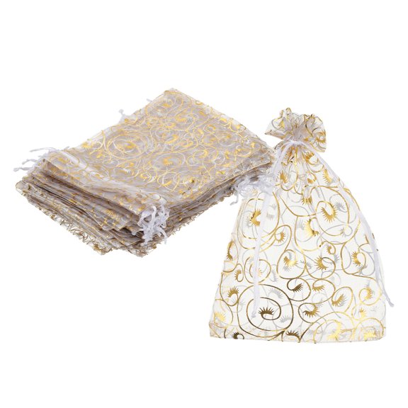 Organza Bags, 50Pcs 5.1x7.1 Inch Candy Bags with Drawstring Jewelry Gift Bags for Party Favor, White