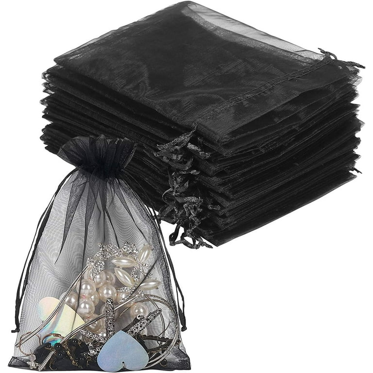 Organza Bags Black,Organza Drawstring Gift Bags 10X15CM,Casewin