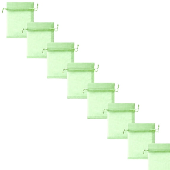 Organza Bags with Drawstring 100 Pcs Sheer Organza Gift Bag Small Mesh Gift Jewelry Candy Pouch Sheer Drawstring Pouches Gift Packaging Bag for Wedding Christmas Party, 6.69x9.06 Inch, Light Green