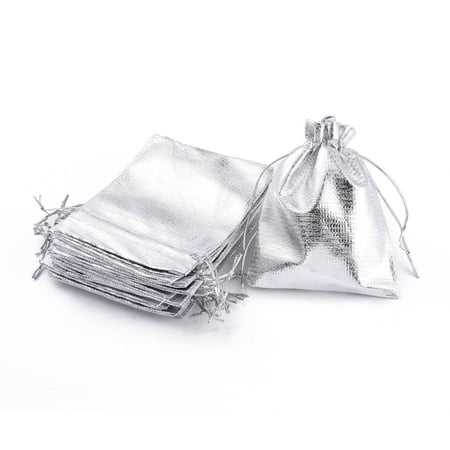 Organza Bags Rectangle Silver 12x9cm