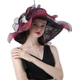 thumbnail image 1 of Organza Church Fascinator Wedding Tea Party Derby Hats for Women Flower Wide Brim Sun Hat, 1 of 4