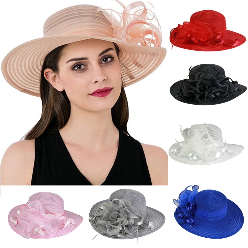 Organza Church Fascinator Wedding Tea Party Derby Hats for Women Flower ...