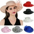thumbnail image 1 of Organza Church Fascinator Wedding Tea Party Derby Hats for Women Flower Wide Brim Sun Hat, 1 of 4