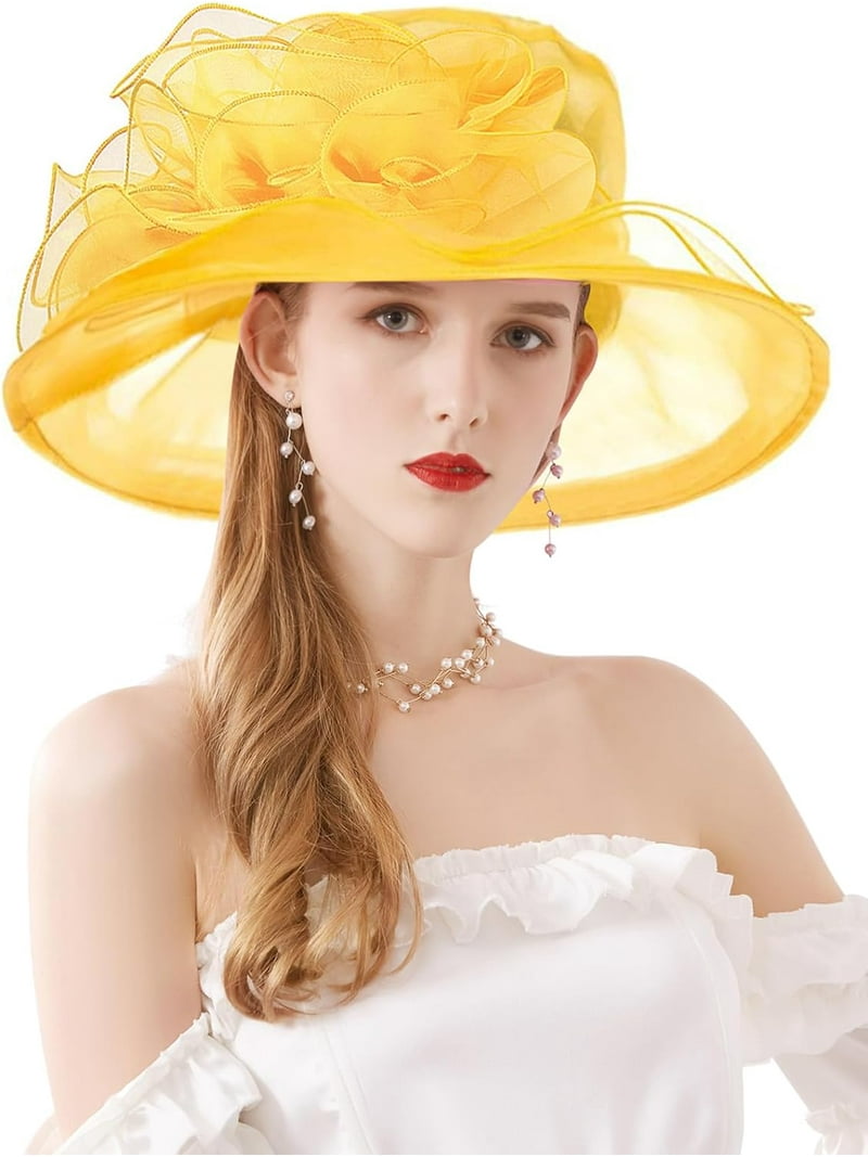 Organza Church Hat Wedding Tea Party Derby Hats for Elegant  display picture 2