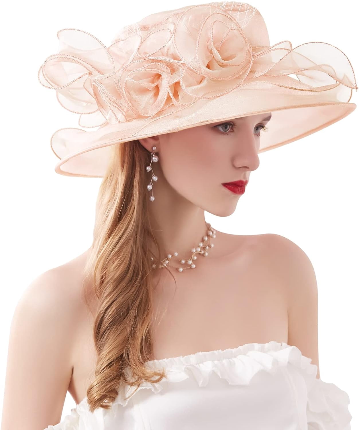 Organza Church Hat Wedding Tea Party Derby Hats for Elegant 