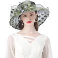 thumbnail image 1 of Organza Church Hats for Women,Big Brim Sun Hats,Fascinator Bridal Tea Party Wedding Hat, 1 of 2