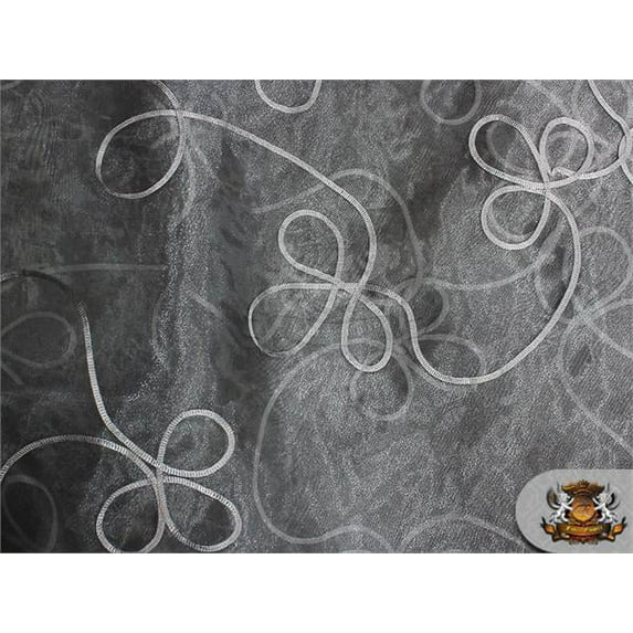 Organza Clover Cording Fabric 06 SILVER / 115" Wide / Sold by the yard