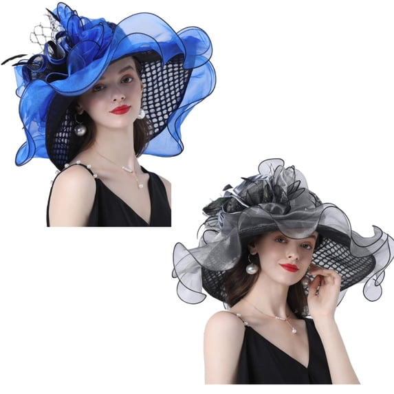 Organza Derby Tea Party Wedding Fascinator Hat Pretty Soft Wide Brim Sun Hats Occasion Event Organza Fancy Church Dress Hat Bridal Floral Wedding