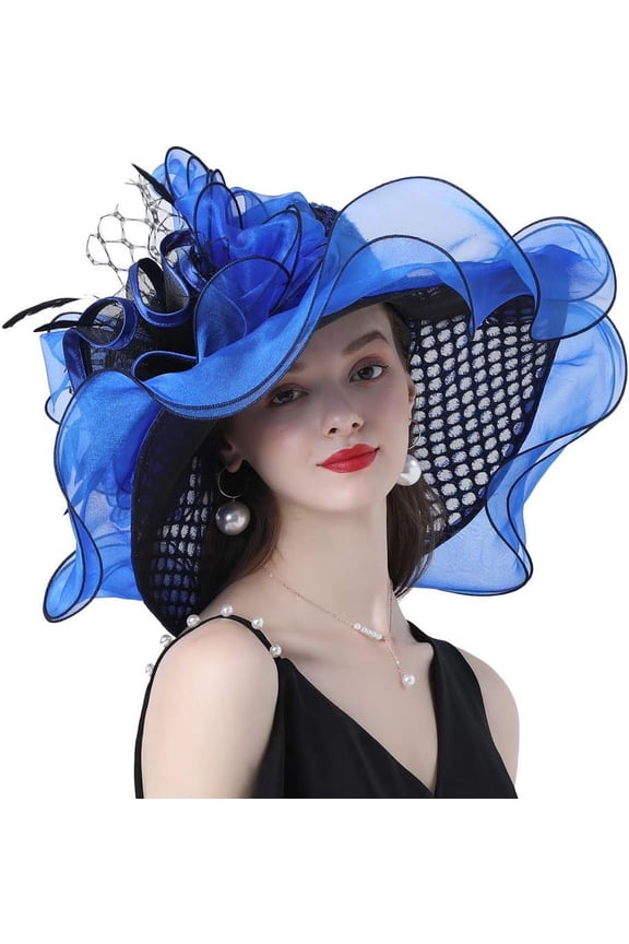 Organza Derby Tea Party Wedding Fascinator Hat Pretty Soft  Wide Brim Sun Hats Occasion Event Organza Fancy Church Dress Hat Bridal Floral Wedding