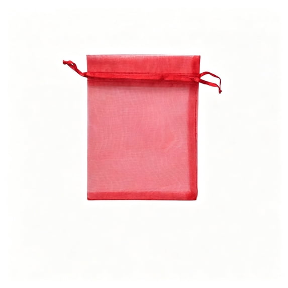 Organza Drawstring Gift Bags - Sheer Pouches for Weddings, Birthdays, and Party Favors - Reusable, Translucent Fabric, Perfect for Candy, Jewelry, and DIY Packaging,Red