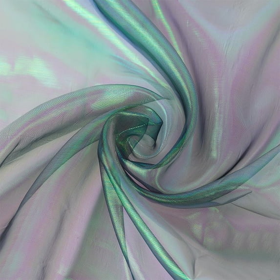 Organza Fabric 1.64x3.28 Yards Long Bridal Solid Organza Fabric Magic Gradient Organza Polyester Fabric Iridescent Holographic Gauze Fabric for Dress Performance Stage Sea Green