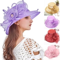 Organza Fascinator Hat - Women's Wide Brim Church Bridal Tea Party Wedding Hat