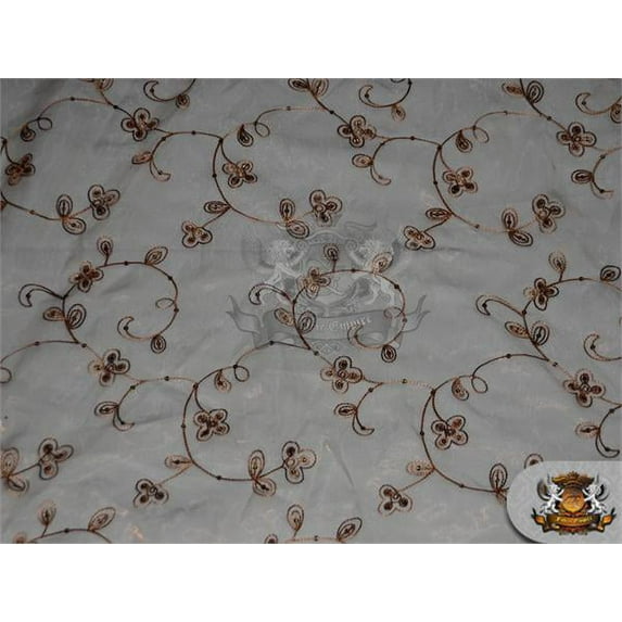 Organza Floral Dahlia Fabric BROWN / 60" Wide / Sold by the yard