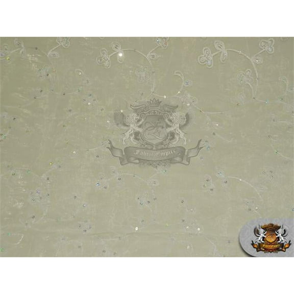 Organza Floral Dahlia Fabric IVORY / 60" Wide / Sold by the yard